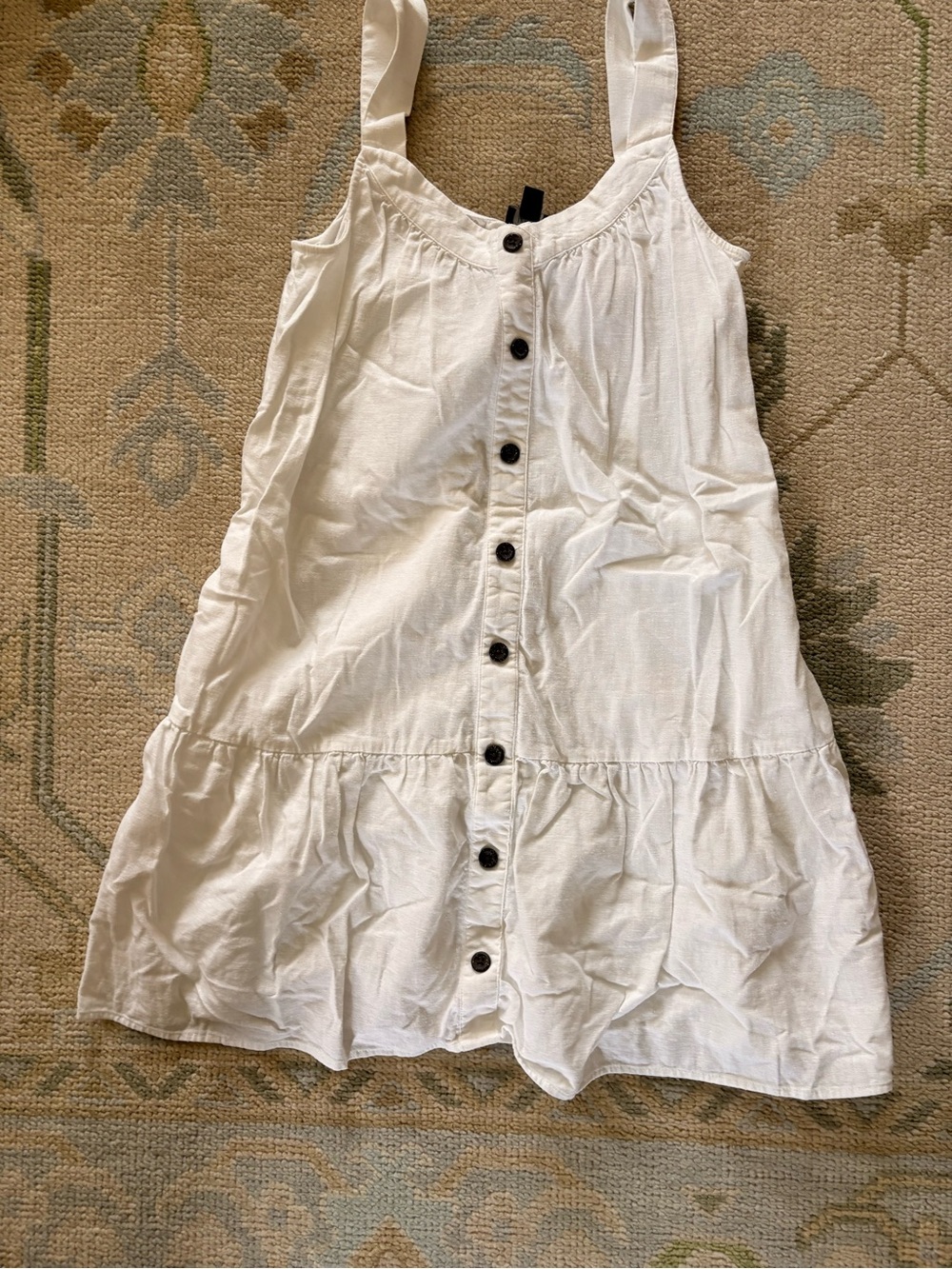 J. Crew White Button-Front Tiered Sundress